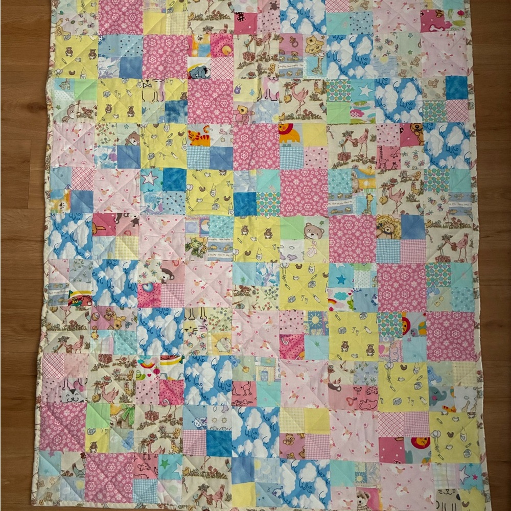 Handmade Pastel Patchwork Baby Quilt